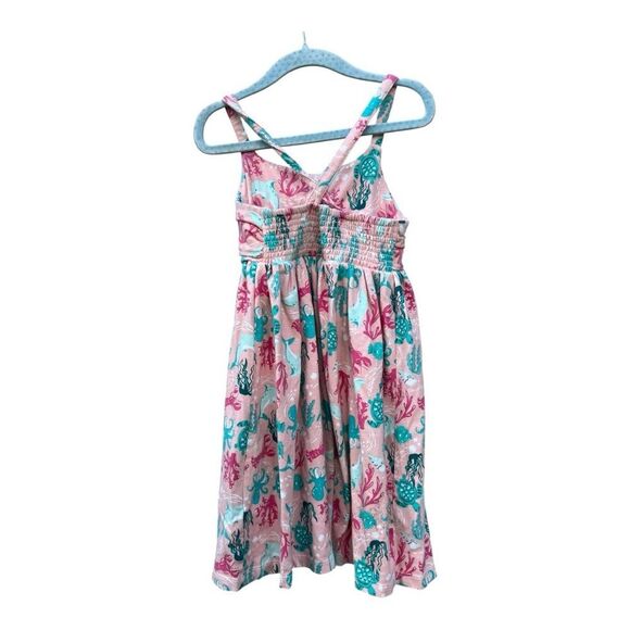 Tommy Bahama Pink and Teal Patterned Fabric ocean beach dress size 5 seacoast - Picture 2 of 4